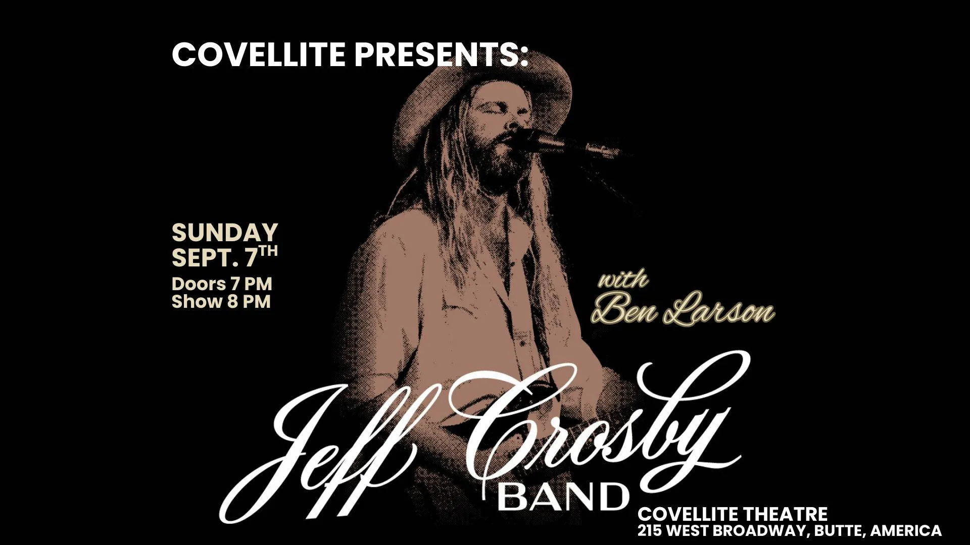 Jeff Crosby with Ben Larson event banner