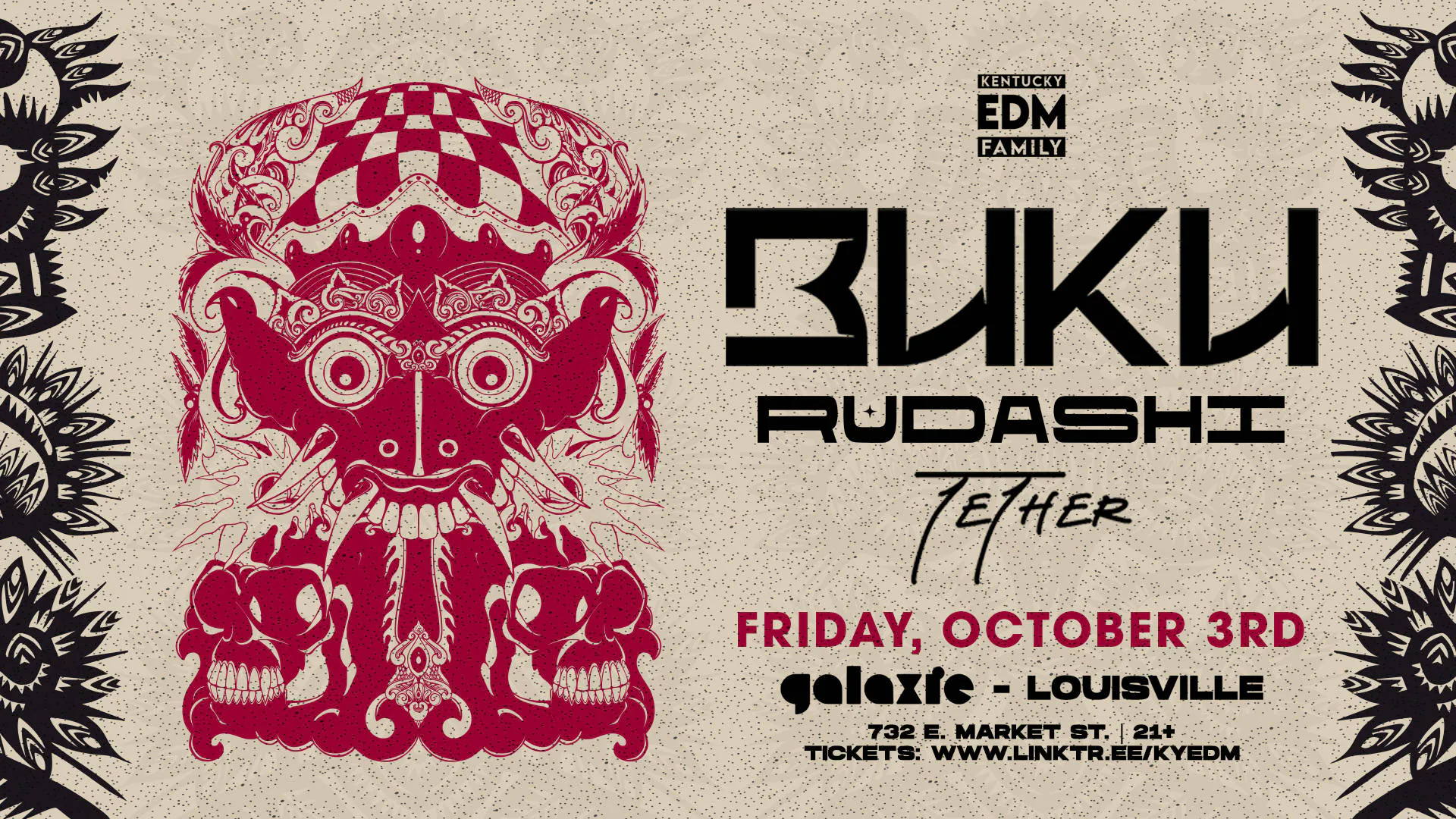 BUKU w/ Rudashi & Tether at Galaxie - Louisville event banner