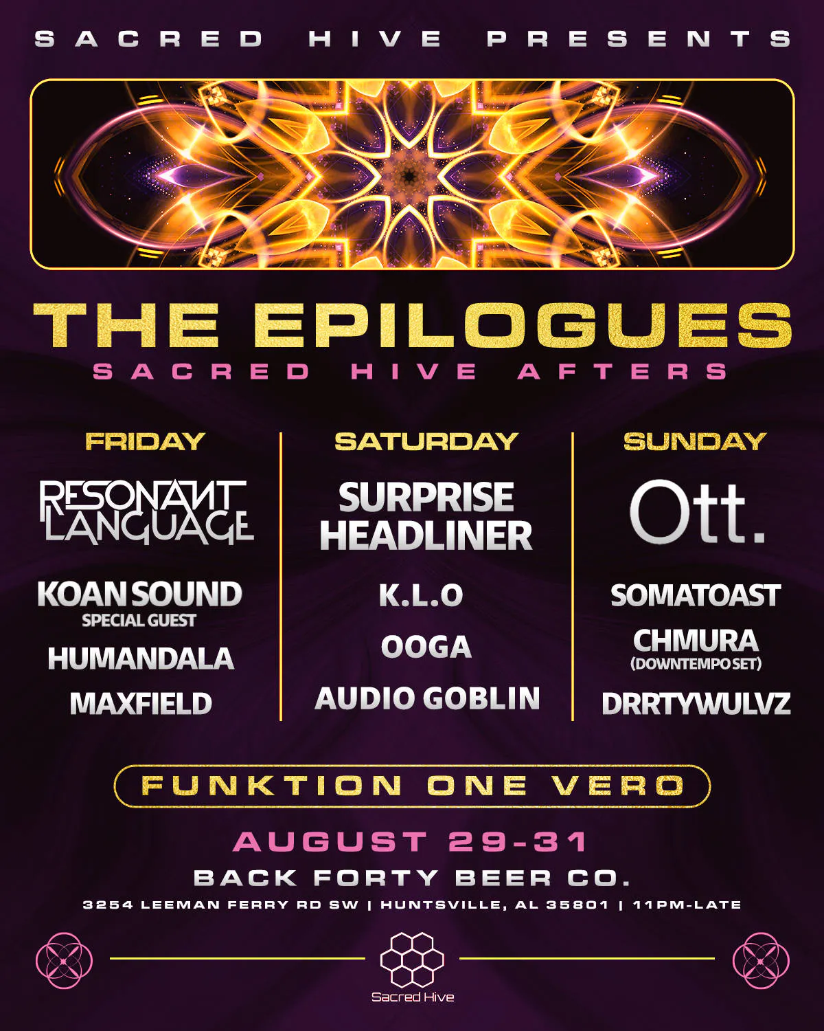 The Epilogues: Sacred Hive Huntsville Afters event banner