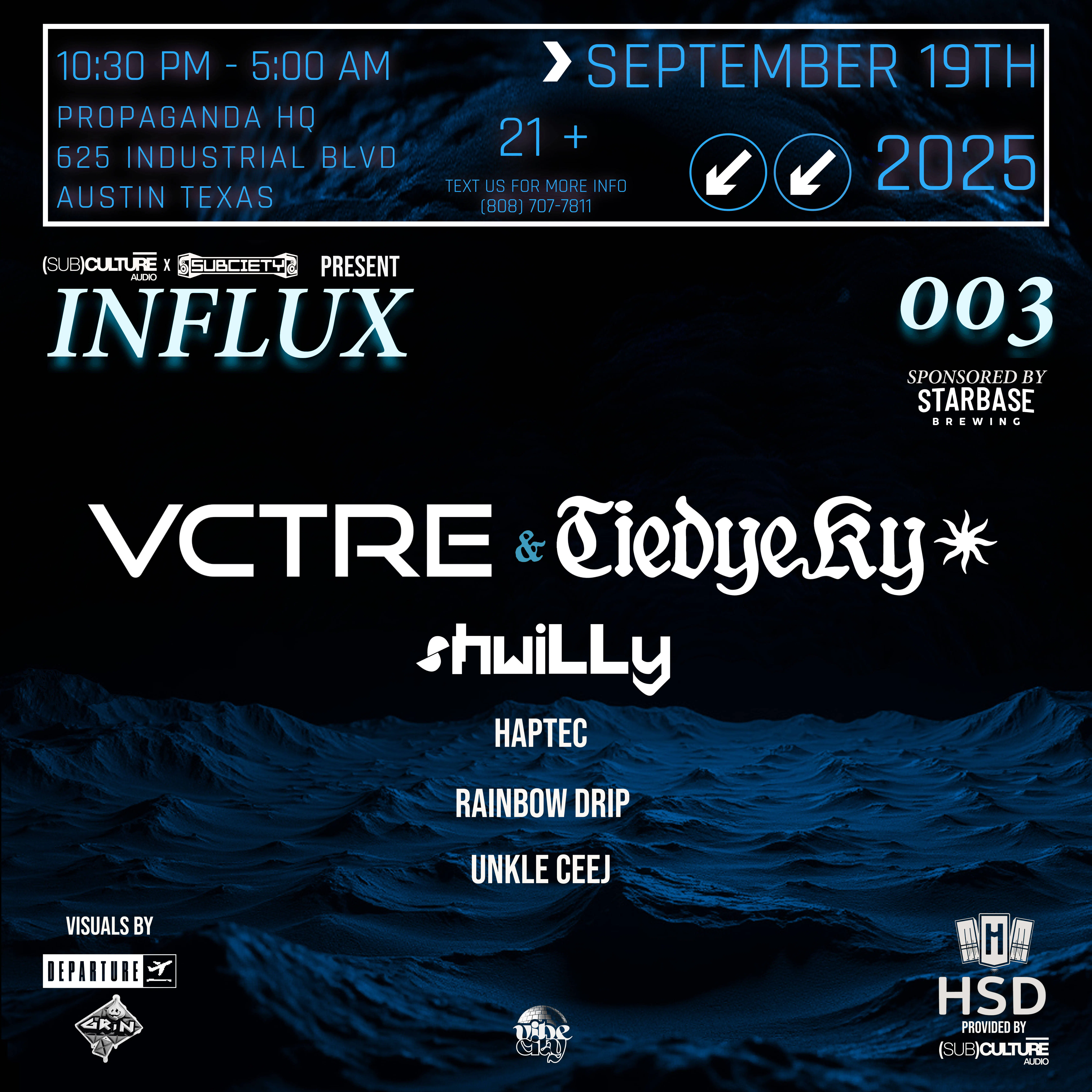 Subciety x (Sub)culture Audio Present: INFLUX003 event banner