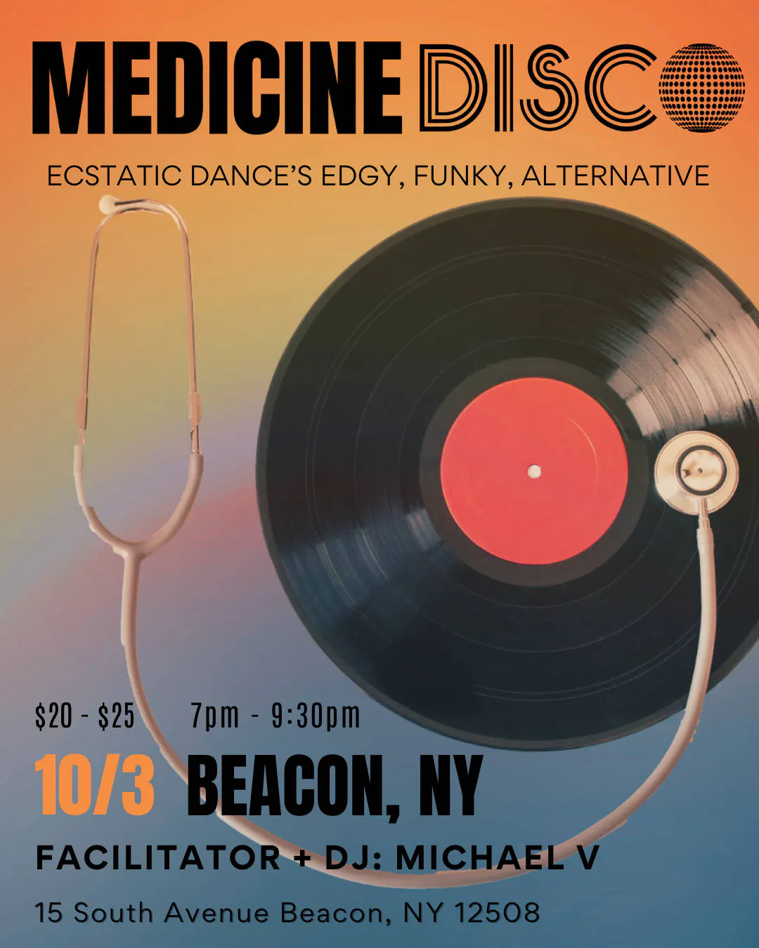 MEDICINE DISCO BEACON 10/3 event banner