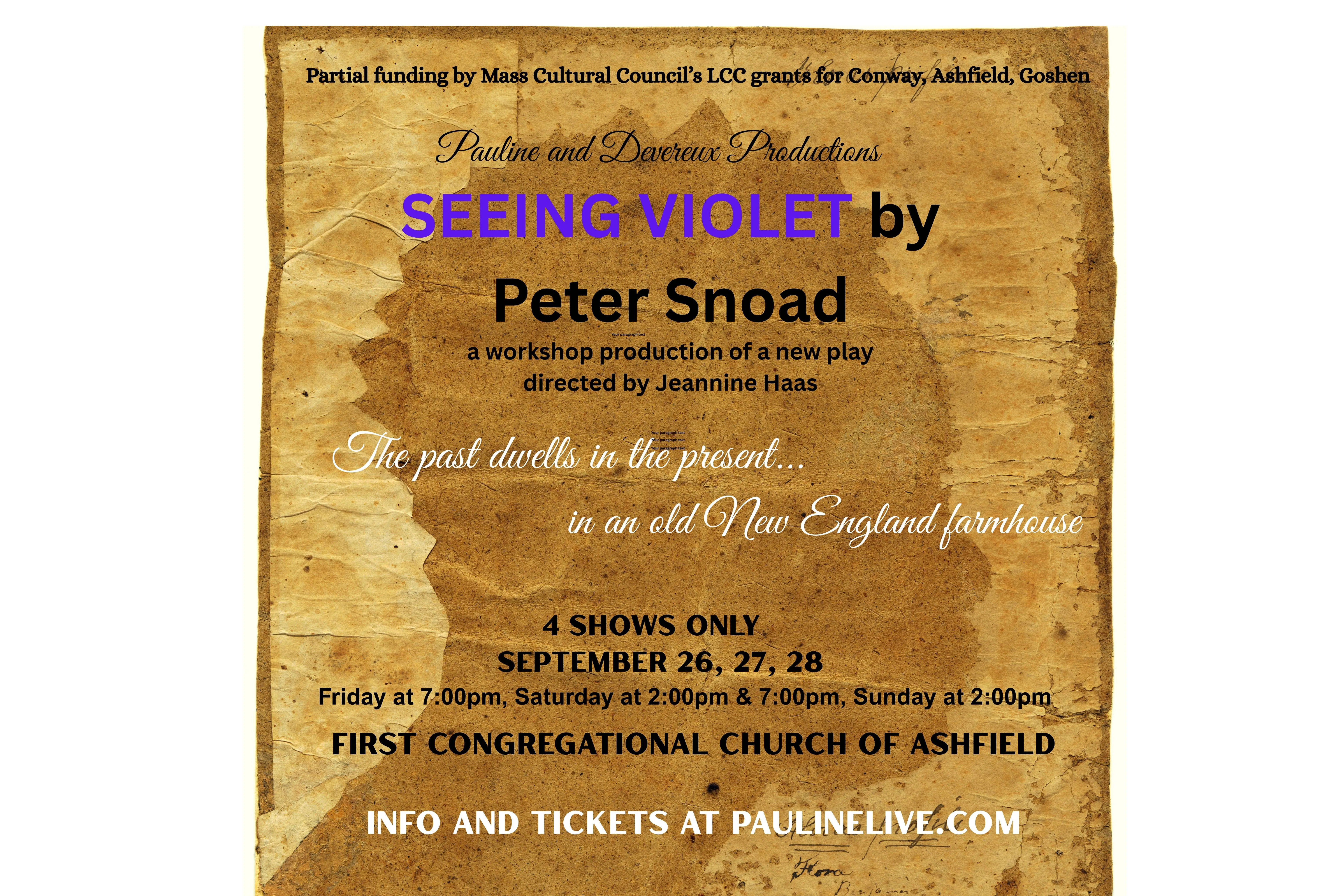 Seeing Violet by Peter Snoad event banner