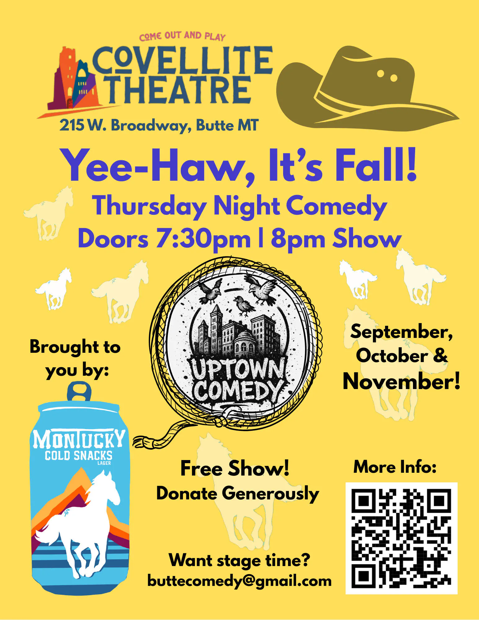 Uptown Comedy Fall Series at the Covellite Theatre event banner