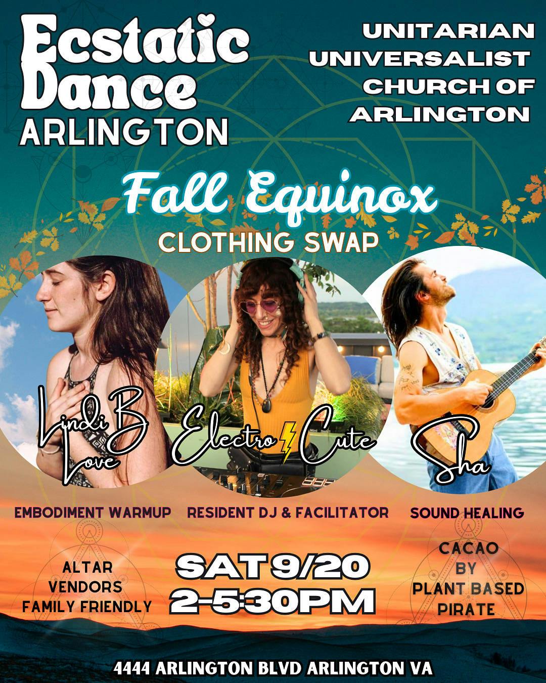 Ecstatic Dance Arlington Fall Equinox 9/20 @ UUCA event banner
