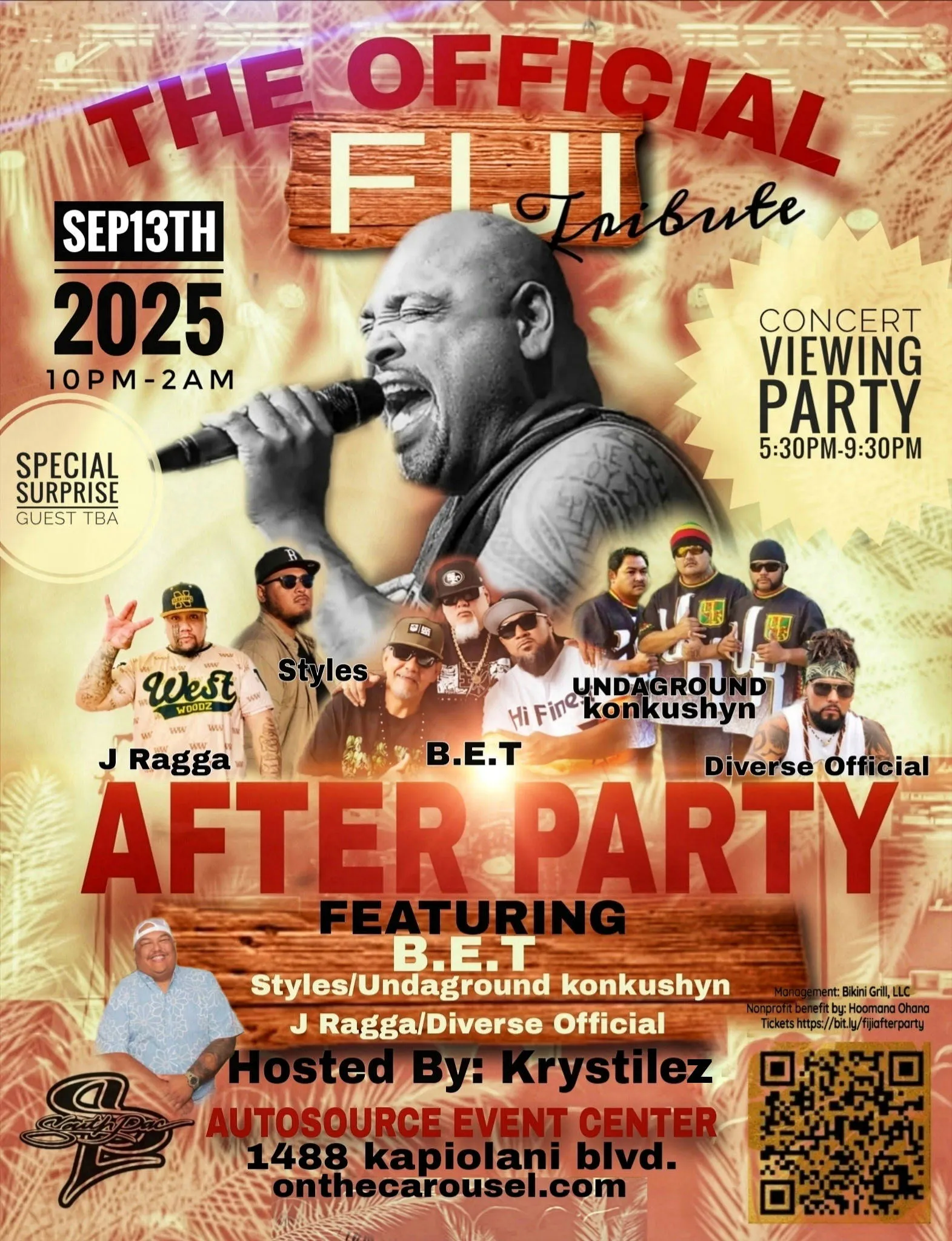 The Official Fiji Tribute Viewing Party and After Party event banner