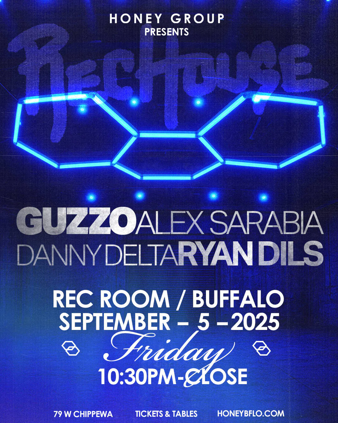 HONEY: 360° HOUSE DJ SETS w/ Danny Delta, Alex Sarabia, GUZZO, Ryan Dils event banner
