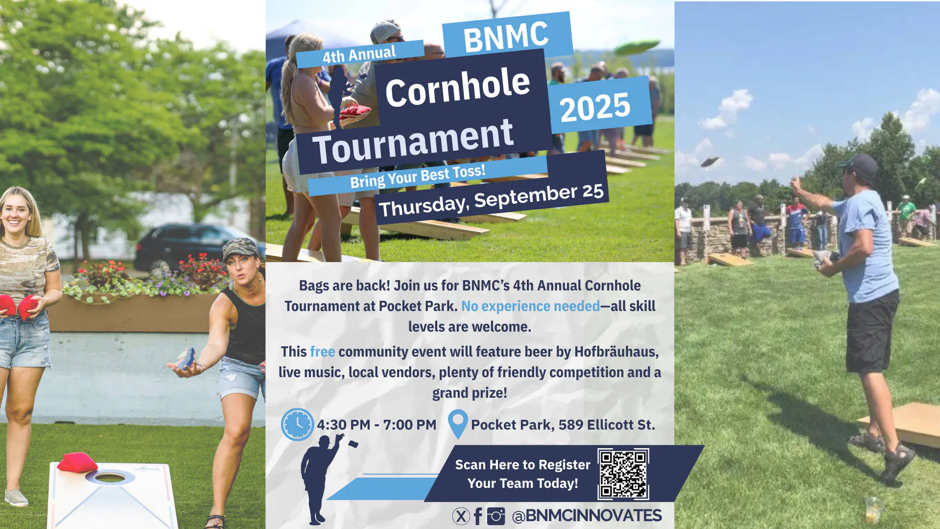 BNMC Happy Campus Cornhole Tournament event banner