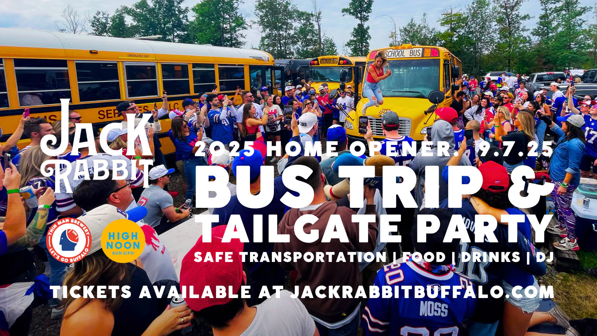 2025 Bills Home Opener Bus Trip and Tailgate Party event banner