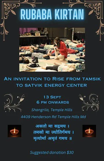 Fall Rubaba Satsang at Shangrila at 6 pm - 9:30 pm event banner