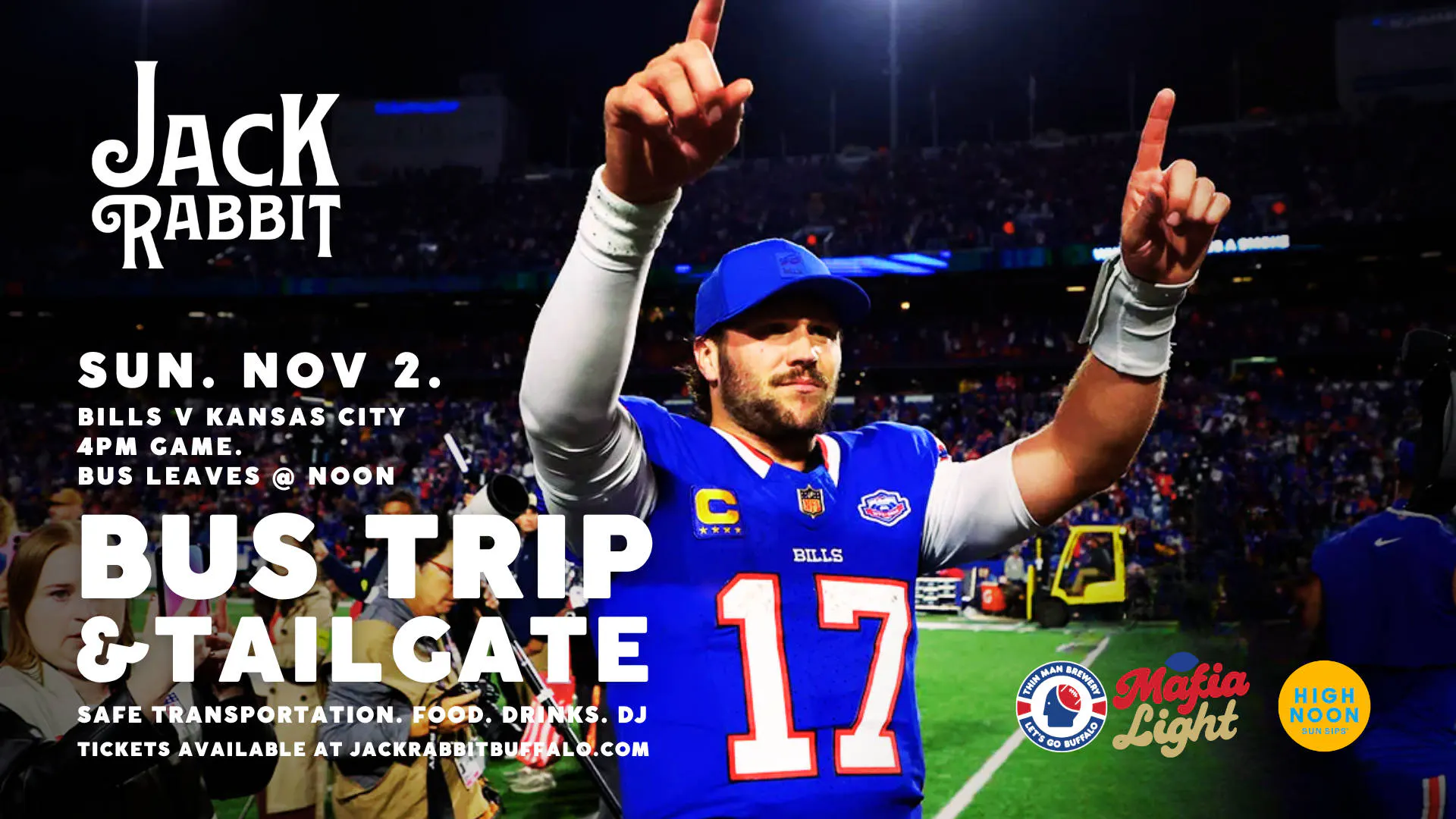 Bills vs Kansas City - Sunday, Nov 2 2025 - BUS TRIP and TAILGATE event banner