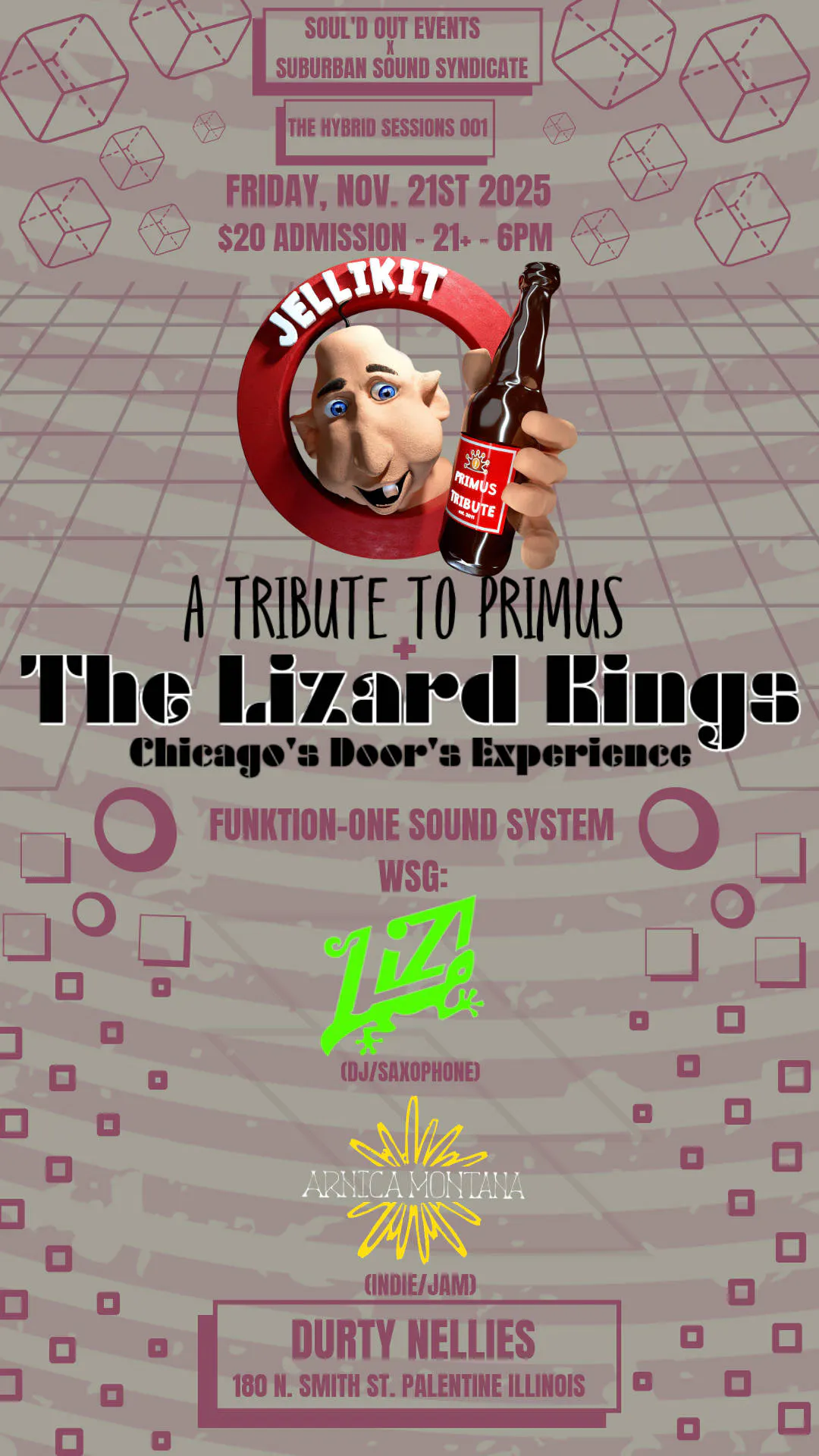 PRIMUS + THE DOORS NIGHT W/ LIZARD KINGS, JELLIKIT, ARNICA MONTANA, THE OMNITIONES, LIZ SAXOPHONE DJ event banner