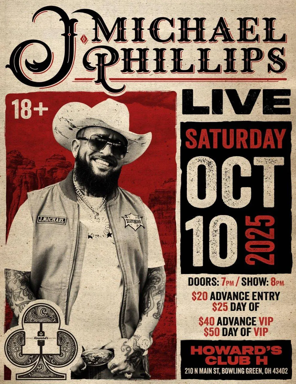 AMP Concerts presents J. Michael Phillips live @ Howard’s Club H event banner
