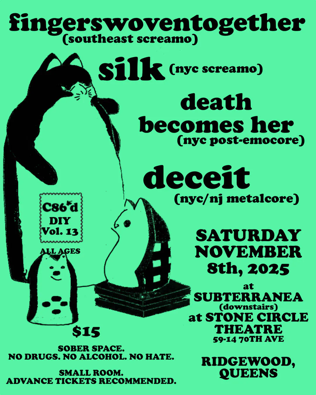C86'd DIY Vol 13: fingerswoventogether on tour from FL w/ Silk and more! event banner