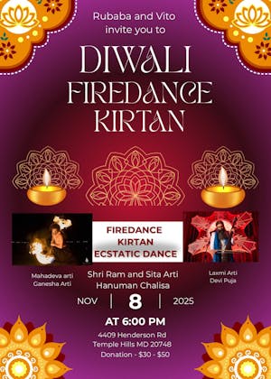 Diwali Kirtan and Ecstatic Dance event banner