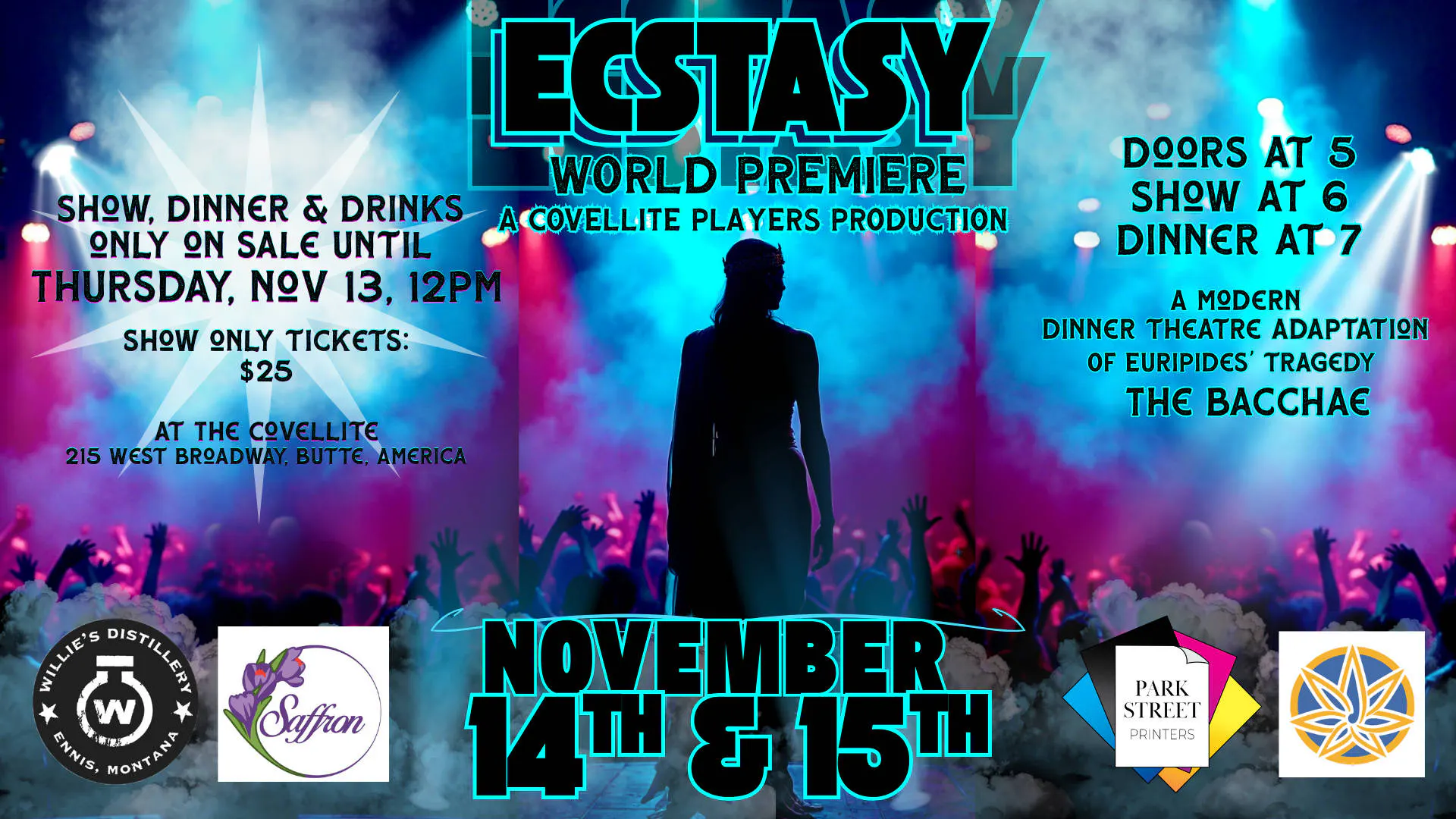 Ecstasy - World Premiere Dinner Theatre event banner