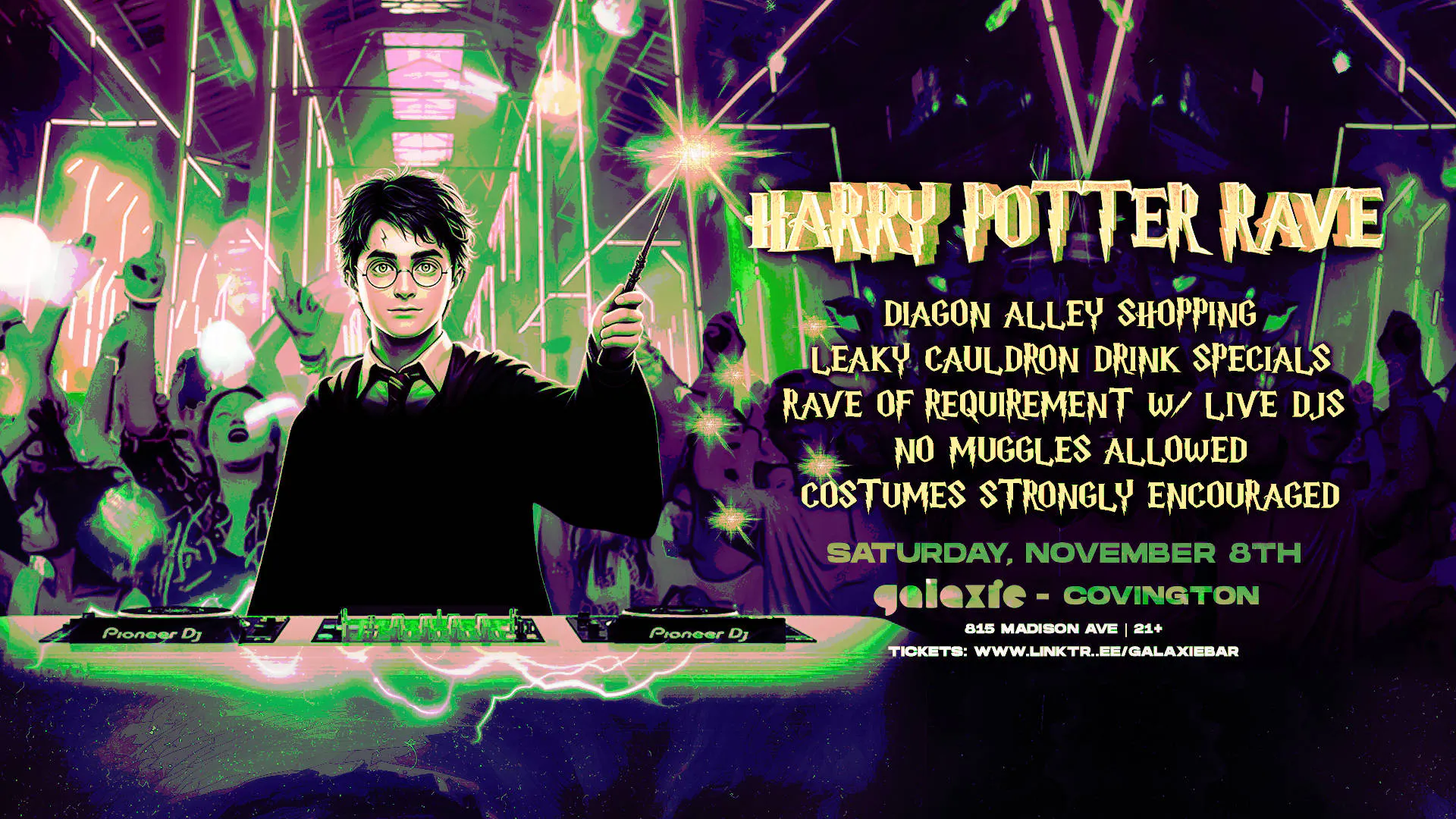 Harry Potter Rave at Galaxie - Covington event banner