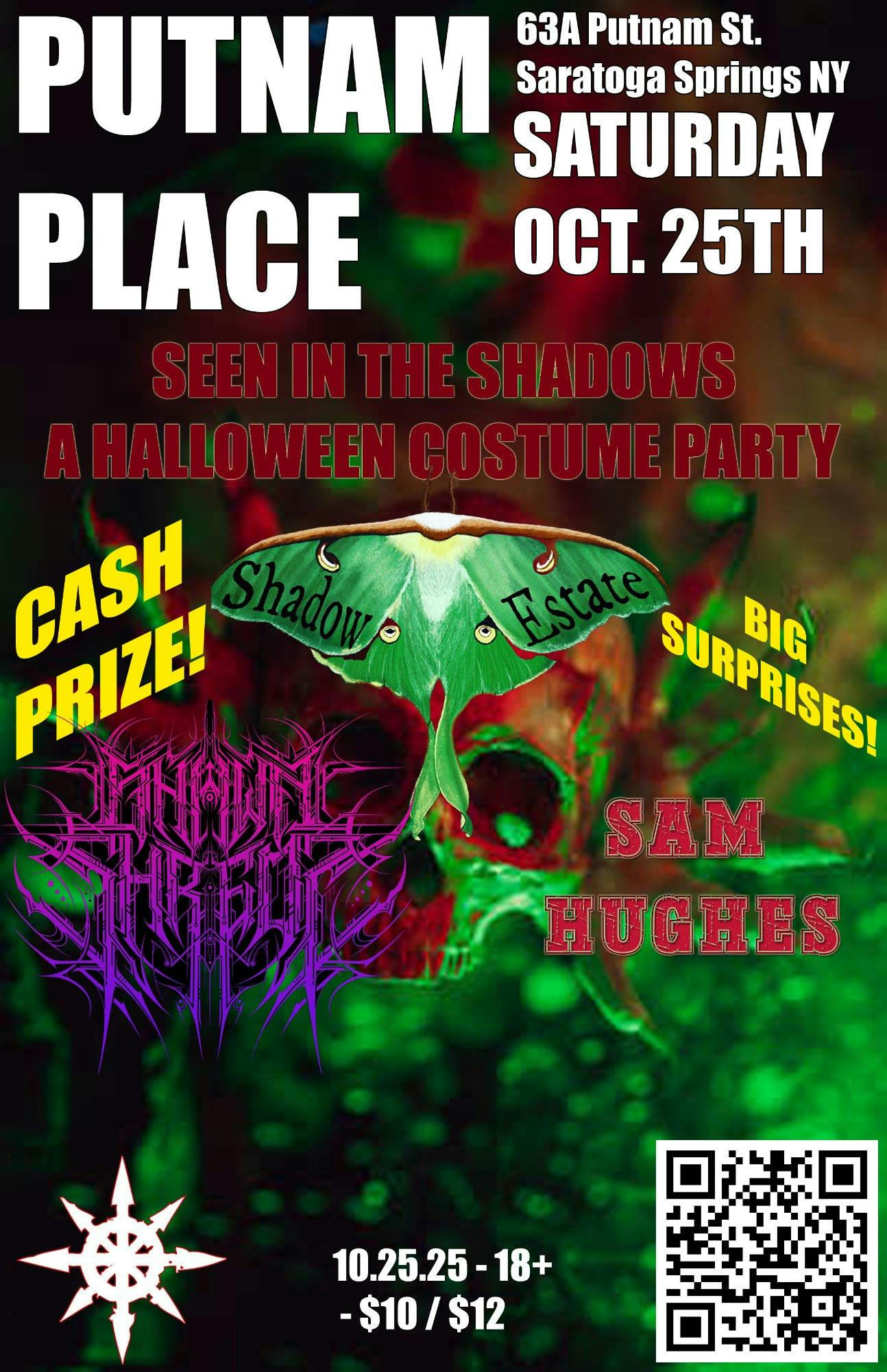 Seen In The Shadows - costume party at Putnam Place Sat. Oct. 25 - Shadow Estate & more event banner