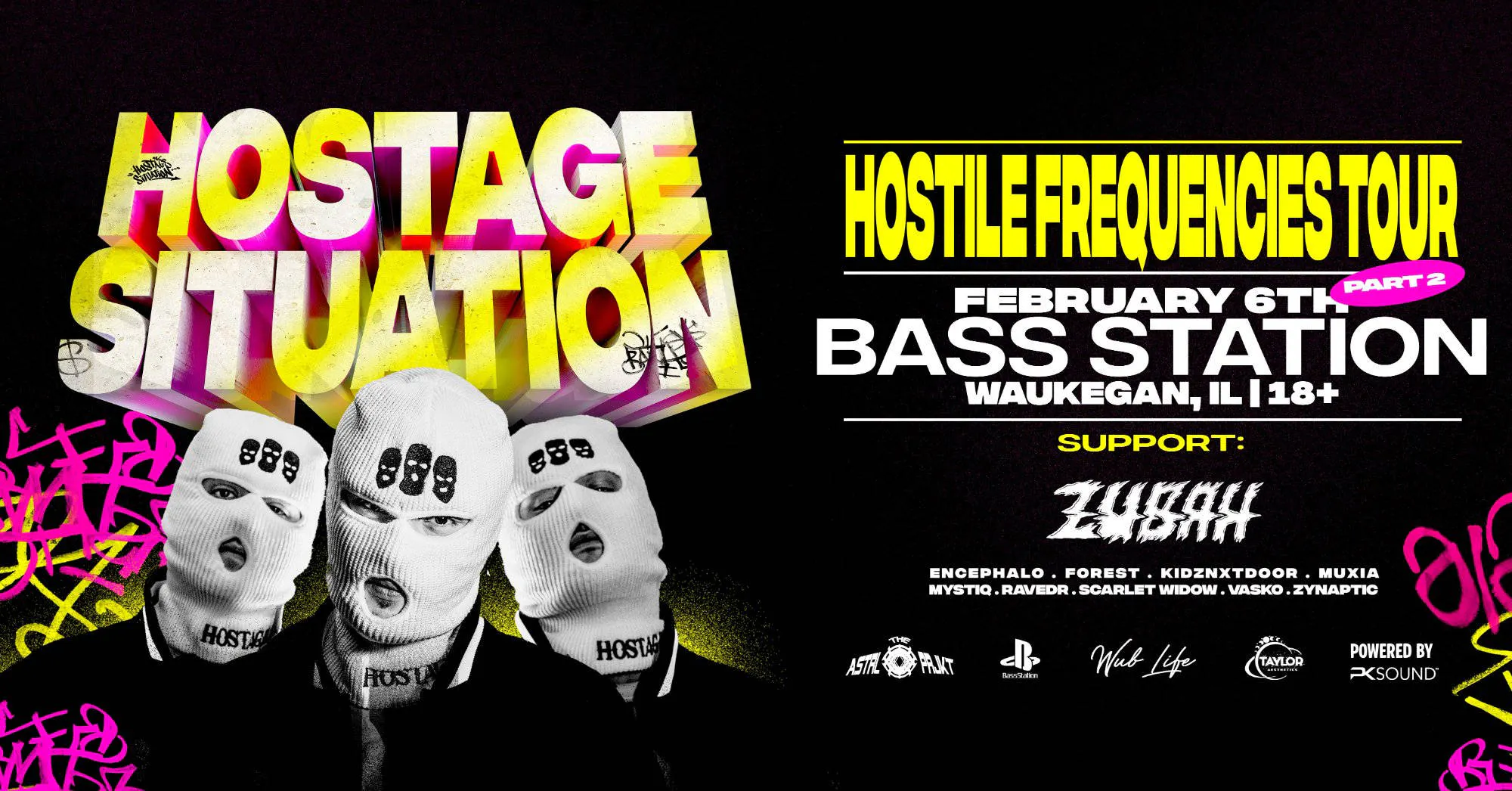 HOSTAGE SITUATION AT BASS STATION event banner