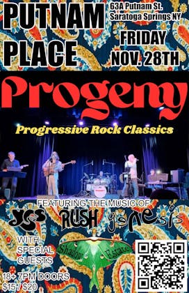 Progeny - A night of Prog Rock w/s/g Shadow Estate - Putnam Place Friday Nov. 28th event banner