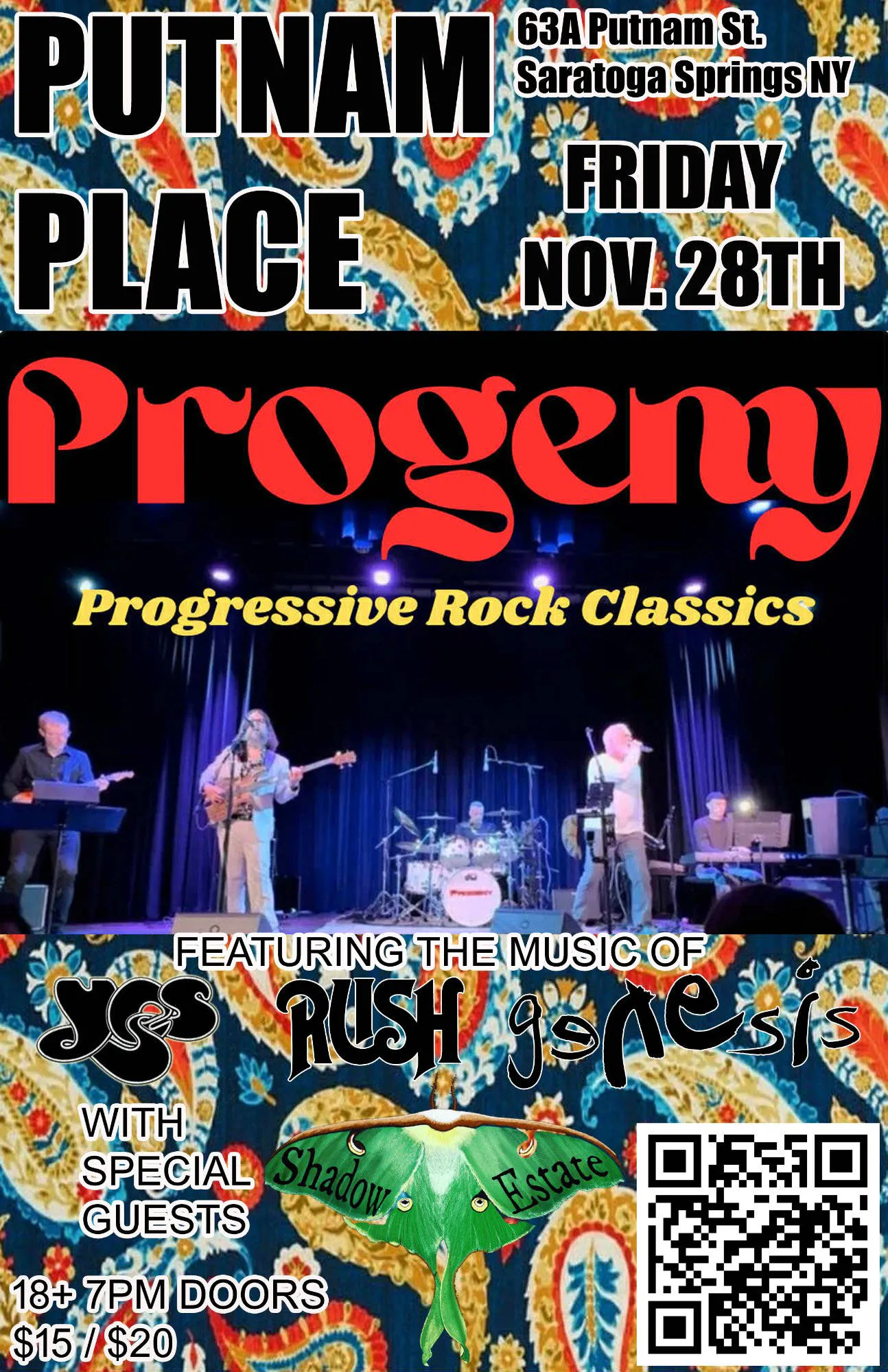 Progeny - A night of Prog Rock w/s/g Shadow Estate - Putnam Place Friday Nov. 28th event banner