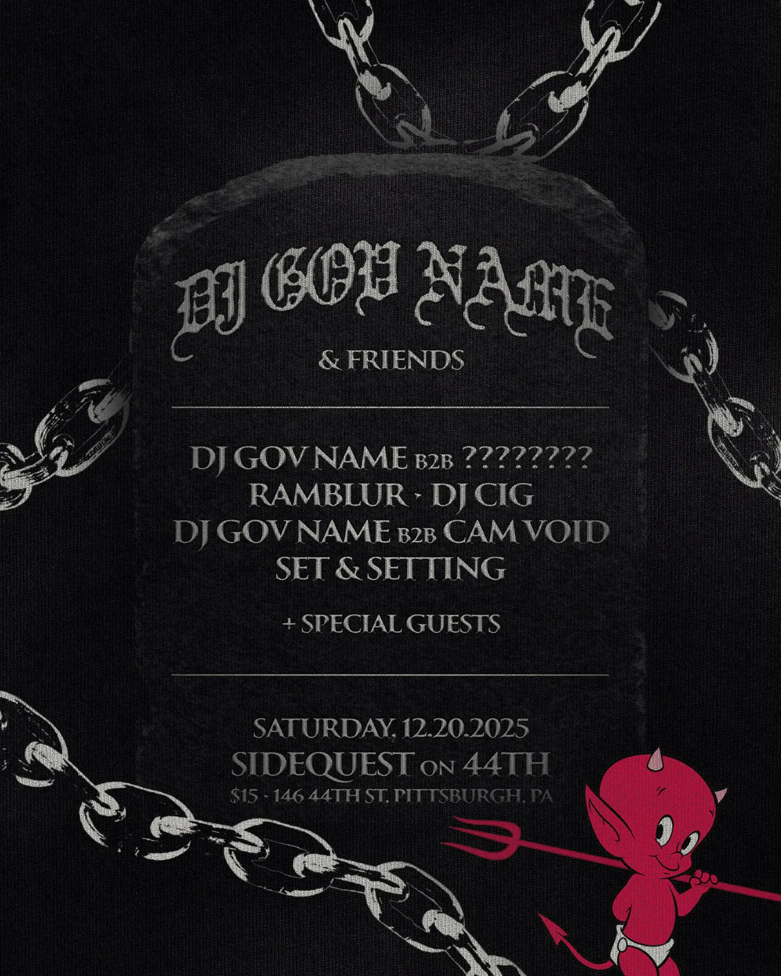 DJ Gov Name & Friends event banner