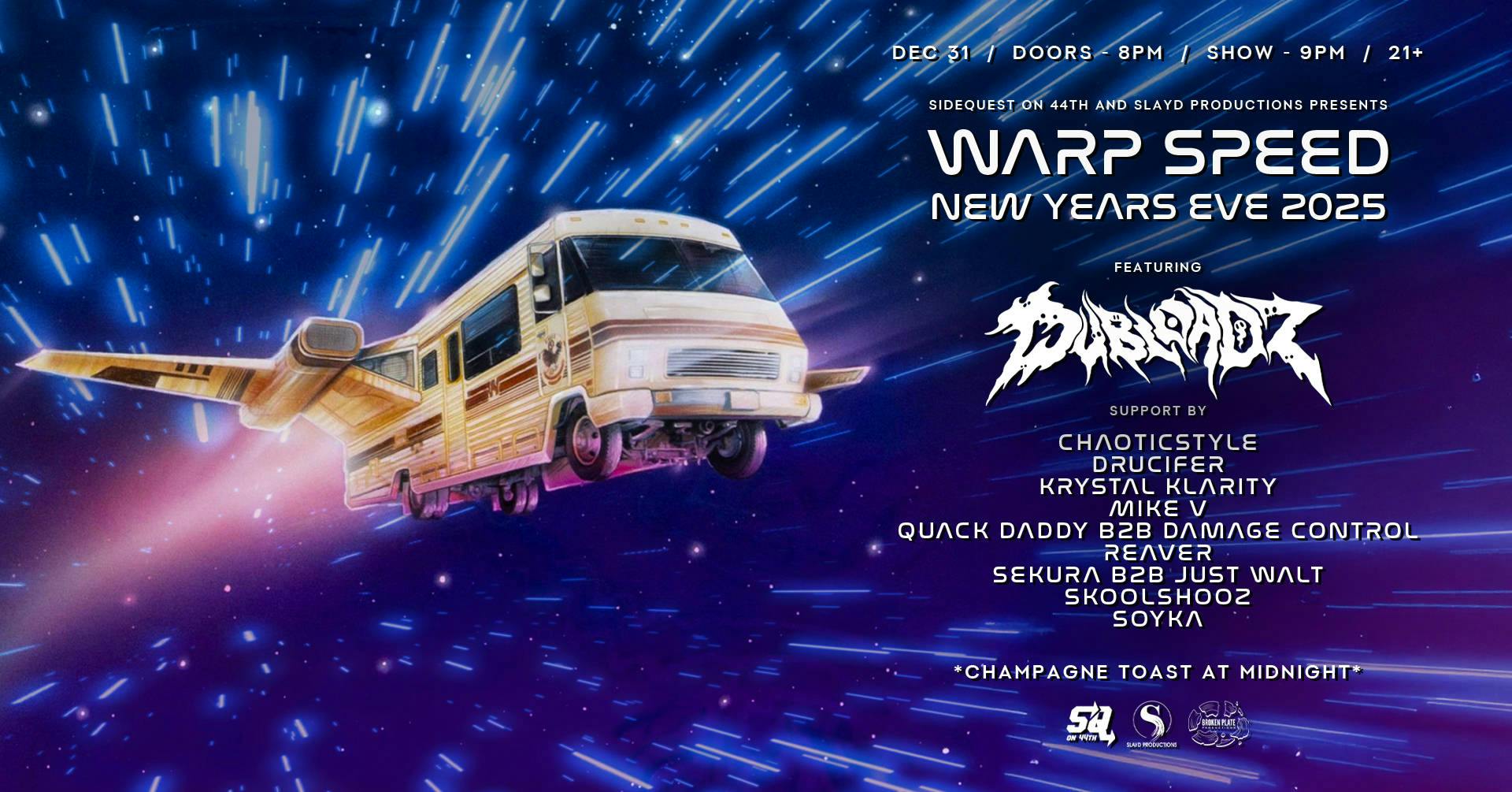 Warp Speed NYE 2025 feat. Dubloadz event banner