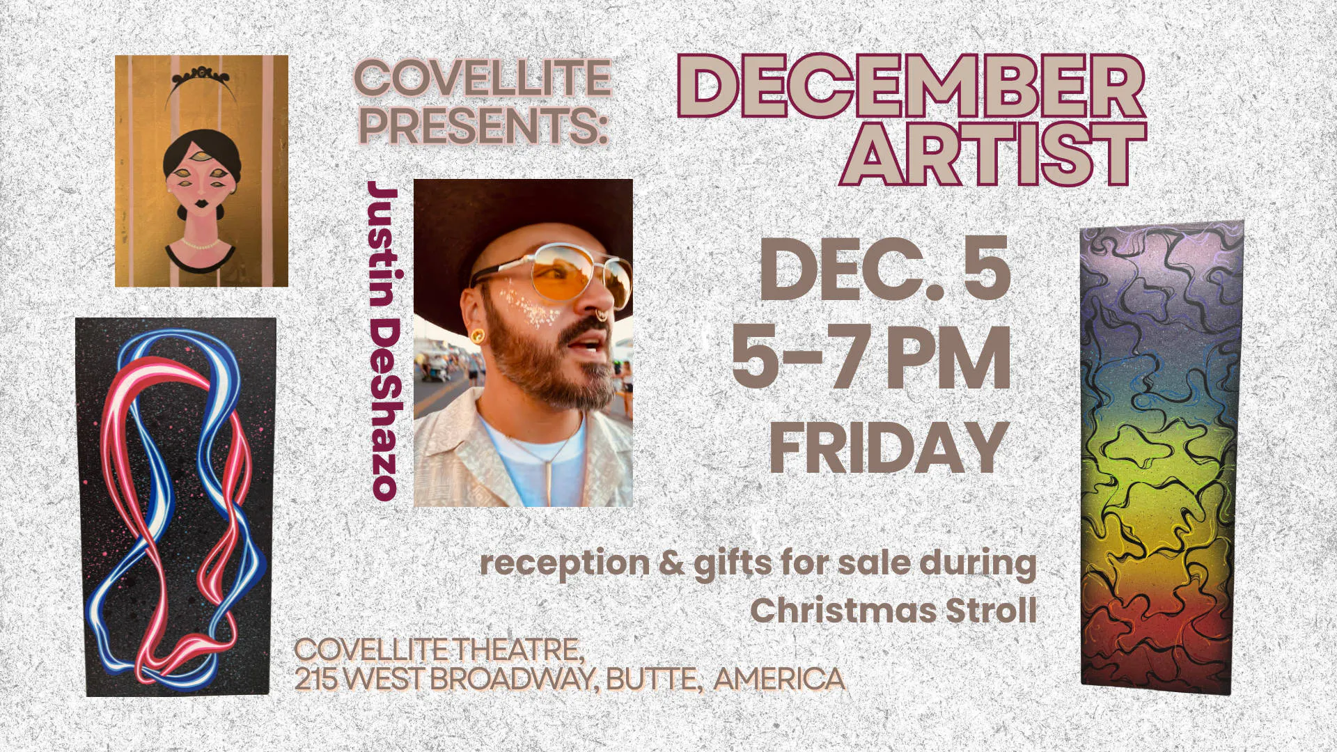 Justin DeShazo: Decemberber Featured Artist event banner