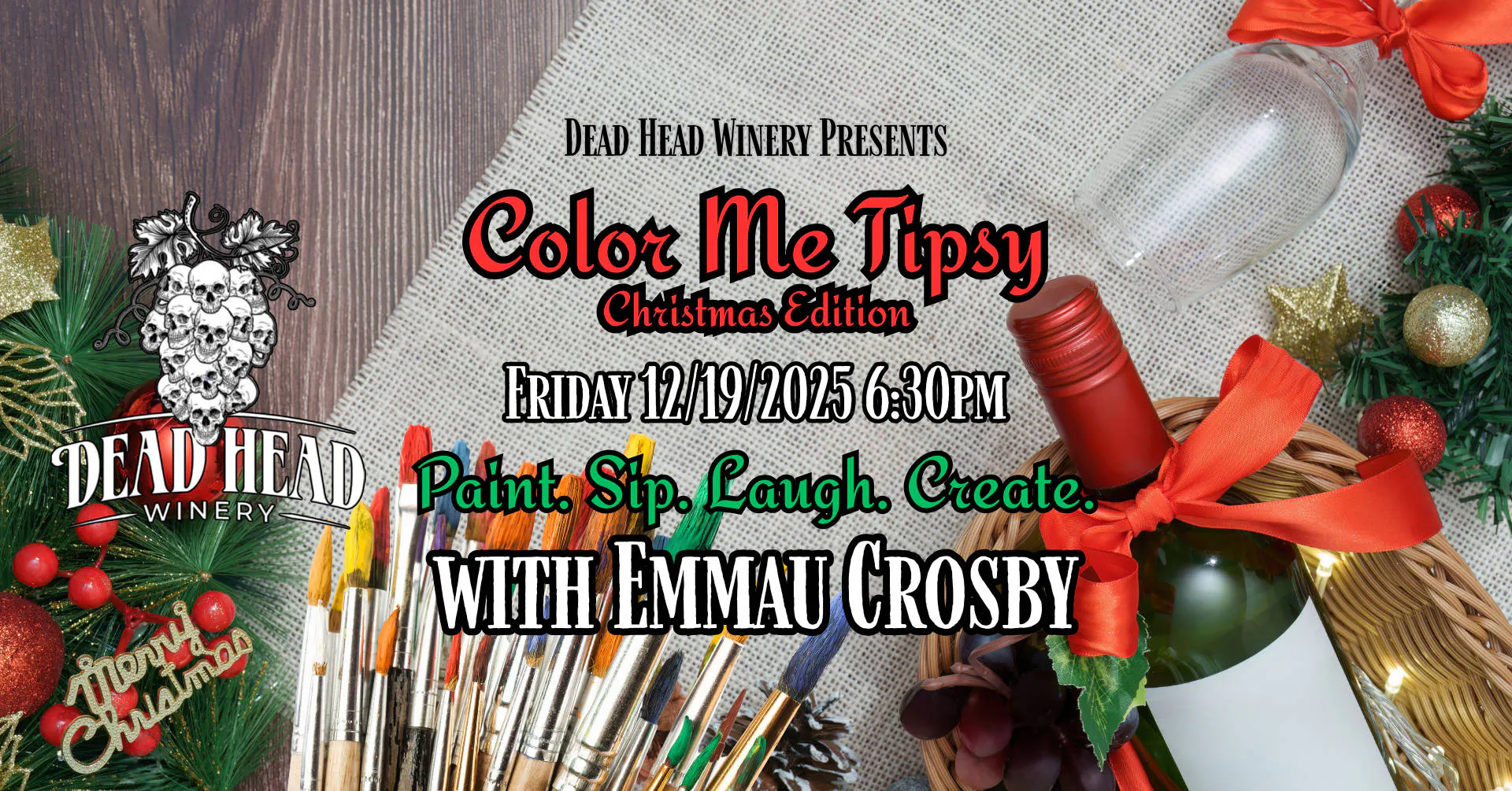 Color Me Tipsy (Christmas Edition) w/ Emmau Crosby event banner