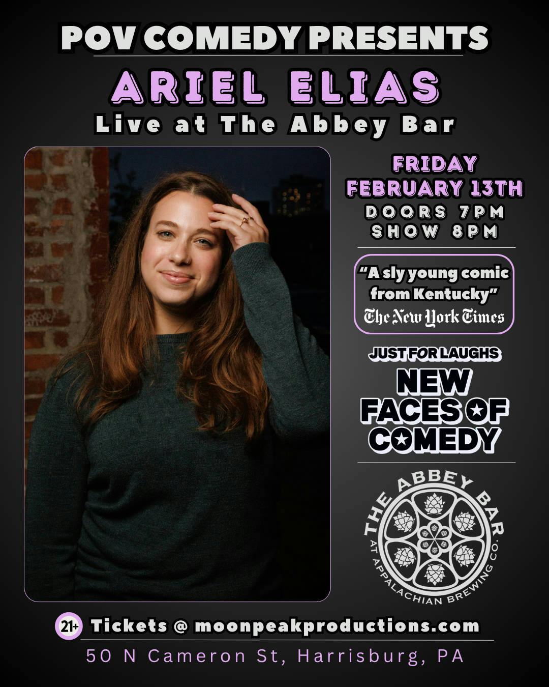 POV Comedy Presents Ariel Elias at The Abbey Bar event banner