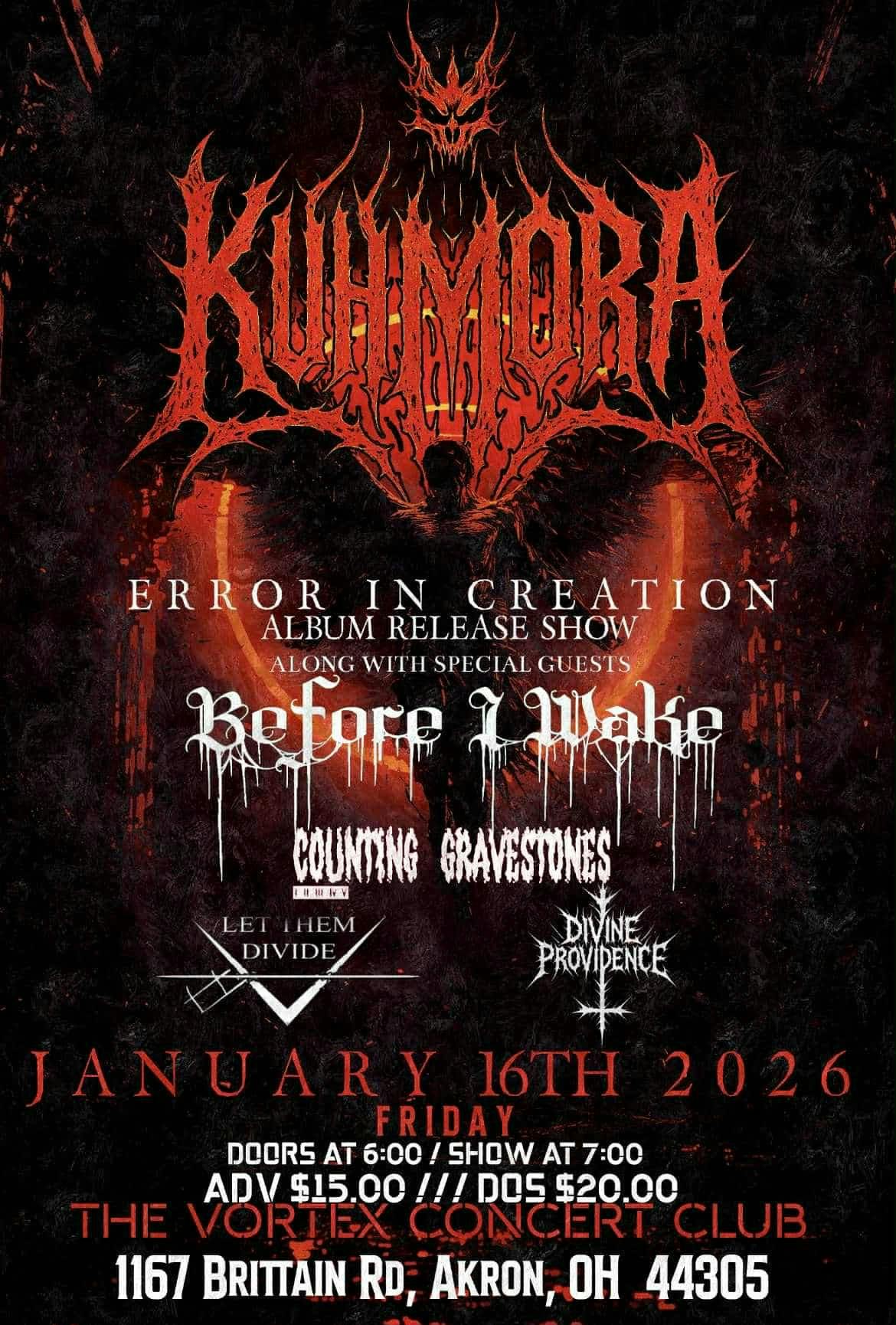 Kuhmora Headlines The Vortex event banner