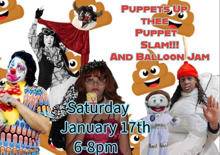 Clown Puppet Slam and Balloon Jam event banner