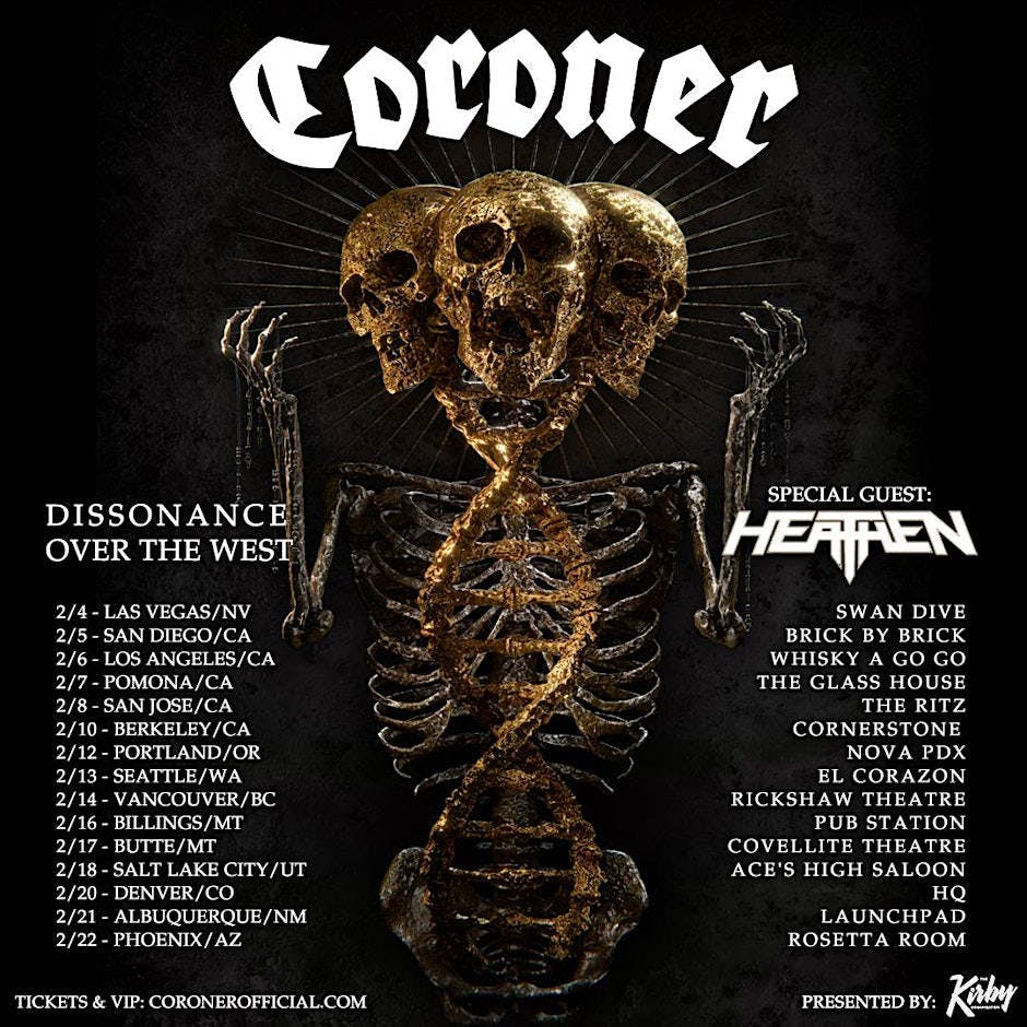 Coroner & Heathen event banner