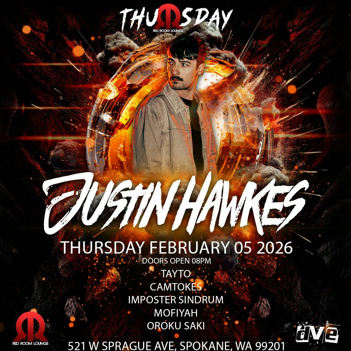 ThuRRsday: JUSTIN HAWKES 02/05 event banner