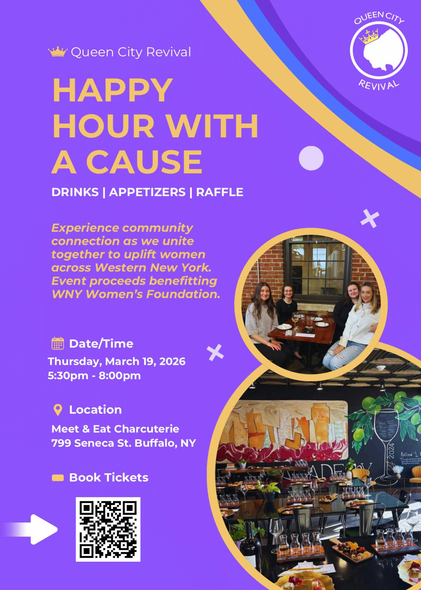 QCR Happy Hour with a Cause Celebrating Women’s History Month event banner