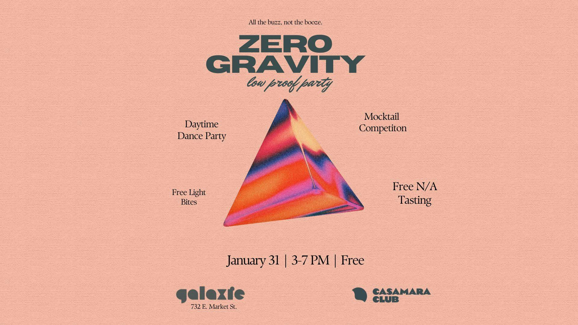 Zero Gravity: A Low Proof Party event banner