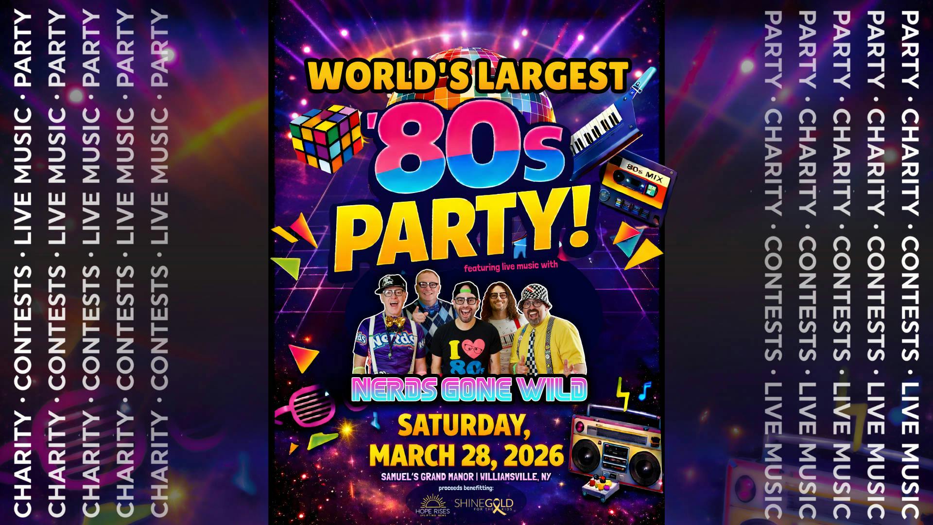 World's Largest 80's Party with Nerds Gone Wild event banner