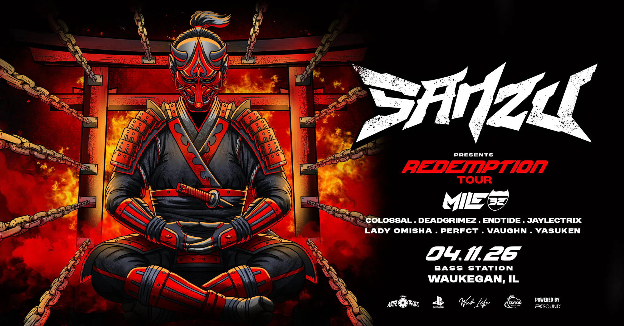 SANZU'S REDEMPTION TOUR AT BASS STATION event banner