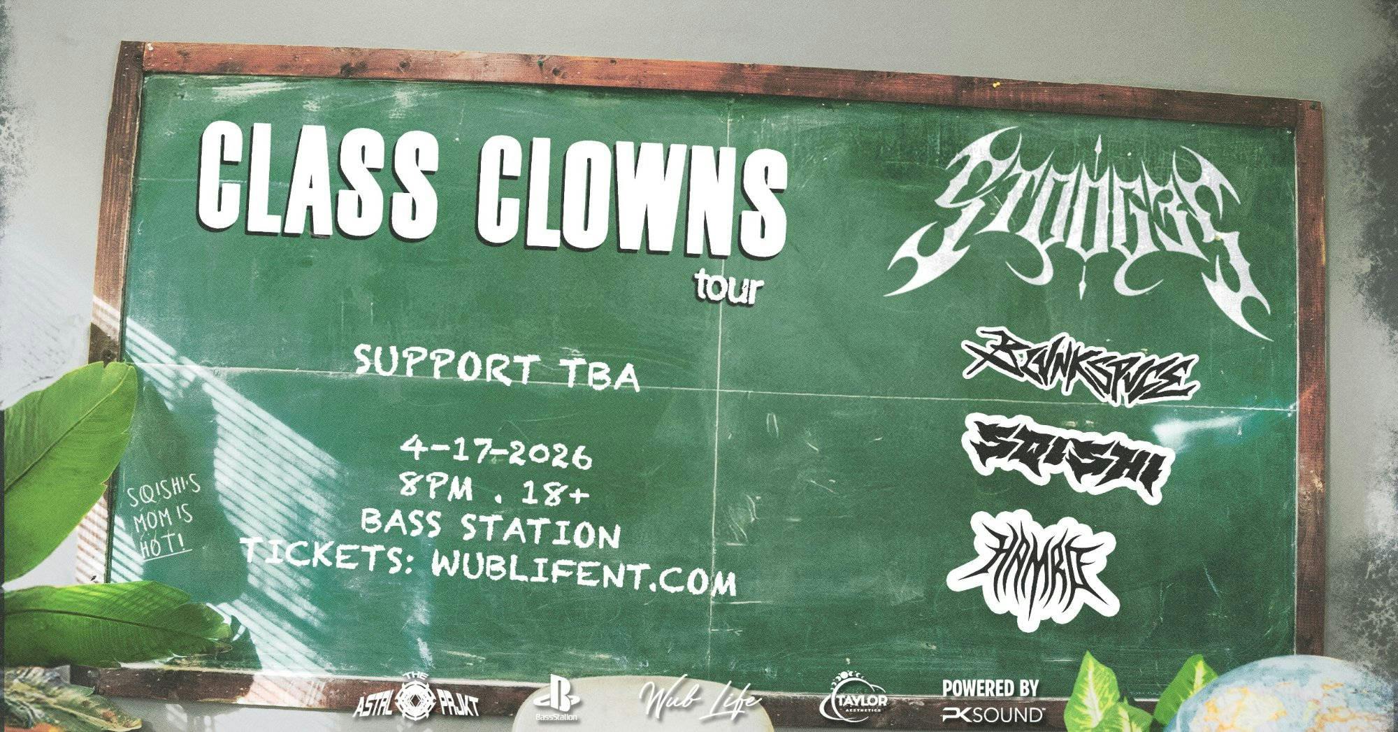 STOOGES CLASS CLOWN TOUR AT BASS STATION event banner