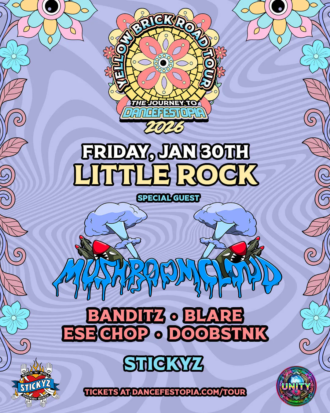 Dancefestopia: UNITY f/Mushroom Cloud + BANDITZ + BLARE + ESE CHOP + DOOBSTNK event banner