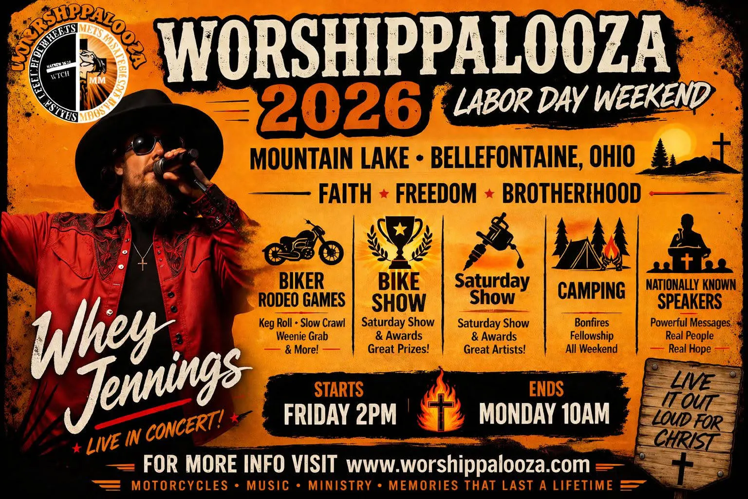 WORSHIPPalooza Hosted by MAN ON THE MIDDLE CROSS and WHERE THE CHURCH MEETS event banner