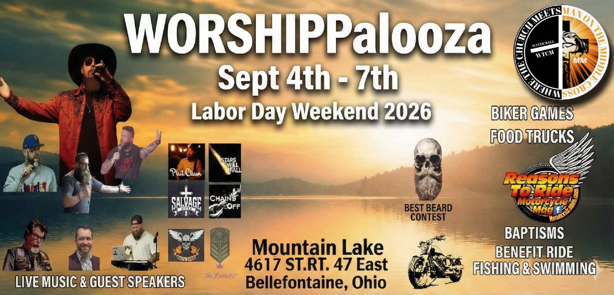 WOSHIPPalooza Hosted by MAN ON THE MIDDLE CROSS and WHERE THE CHURCH MEETS event banner