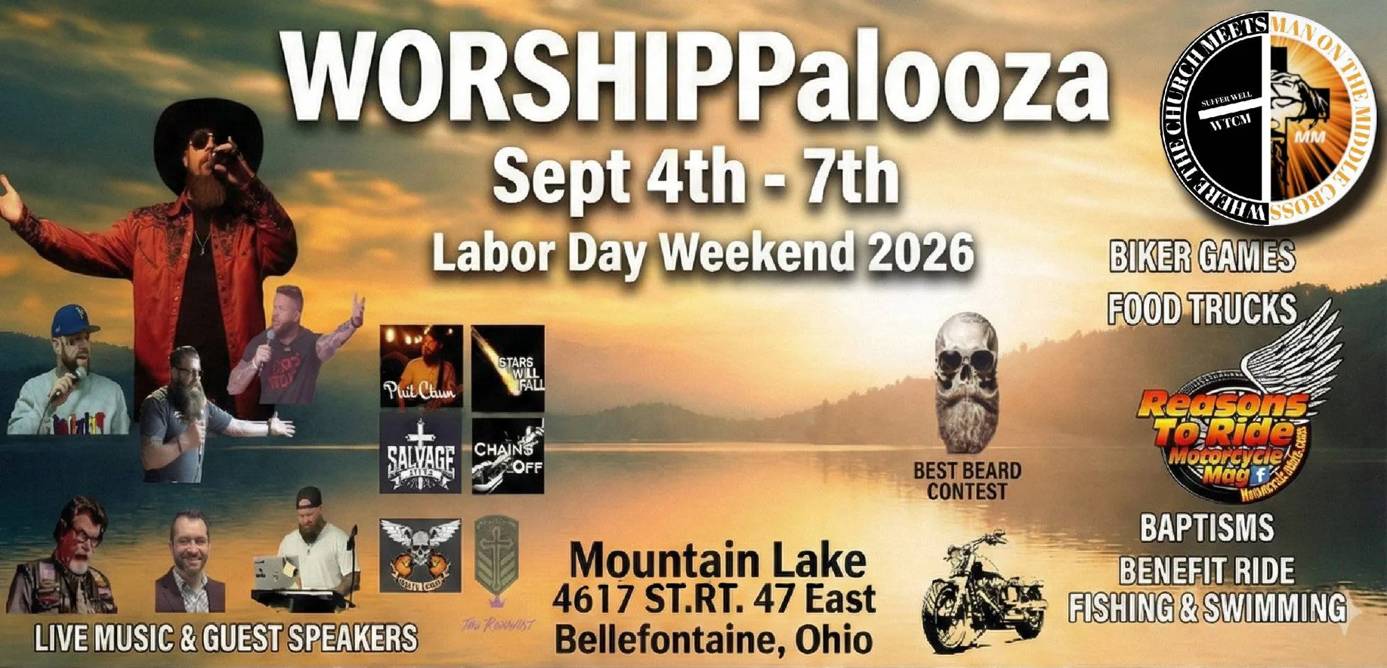 WORSHIPPalooza Hosted by MAN ON THE MIDDLE CROSS and WHERE THE CHURCH MEETS event banner