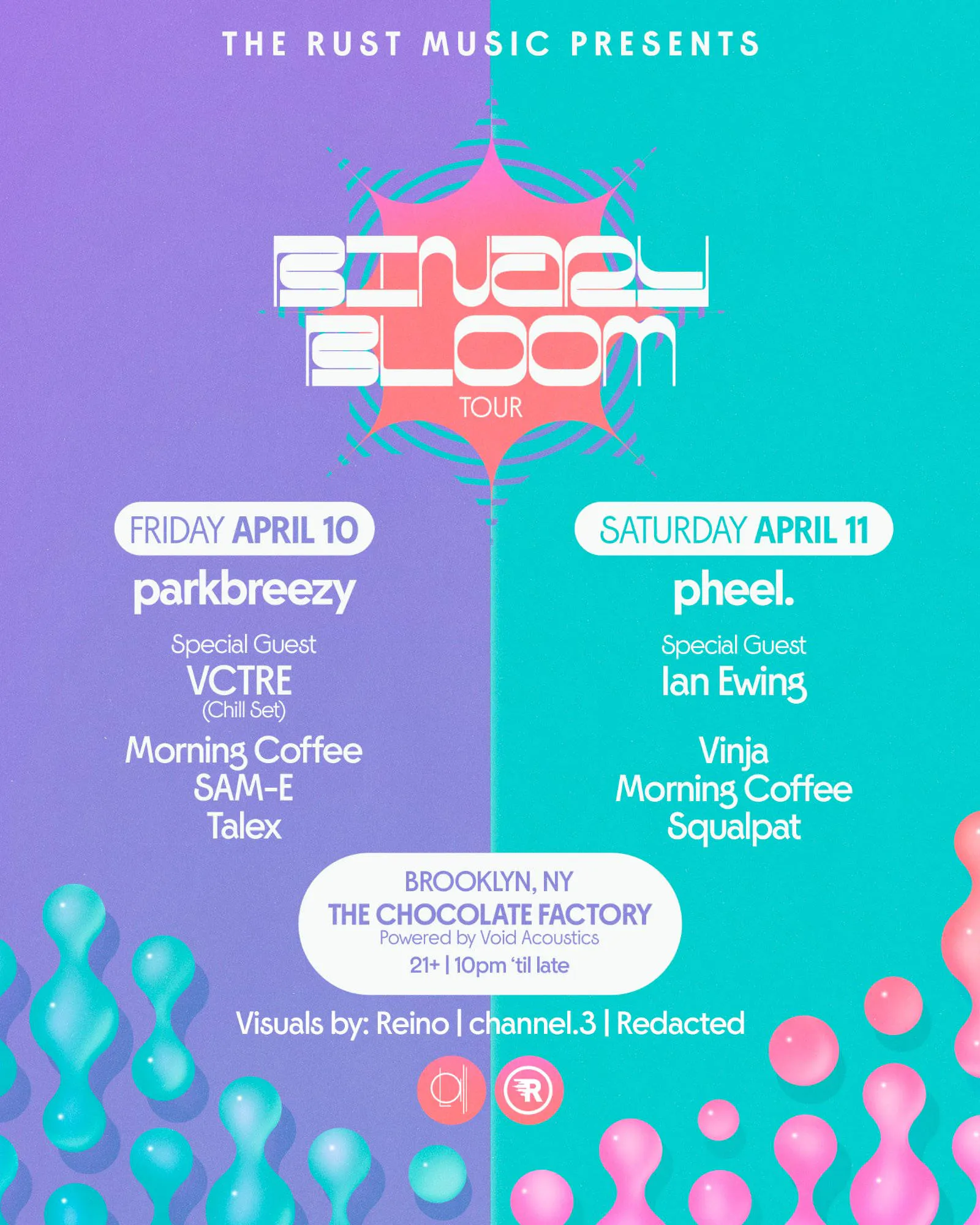 The Rust Music Presents: pheel. & parkbreezy – Binary Bloom Tour event banner