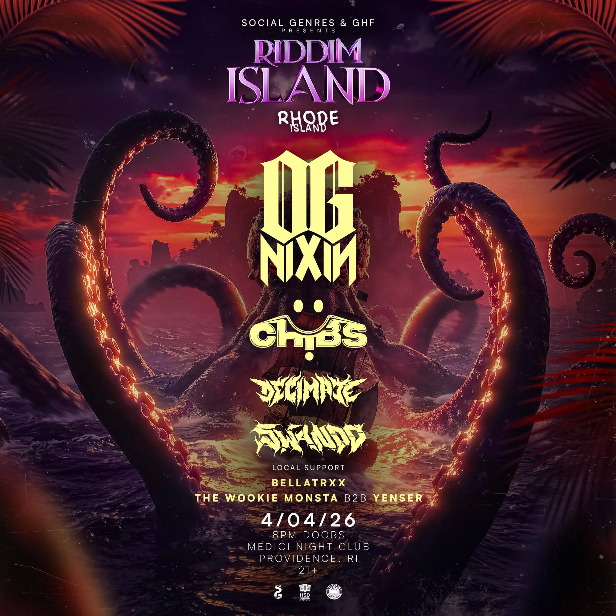RIDDIM ISLAND - OG NIXIN, CHIBS, DECIMATE, SWANDO event banner