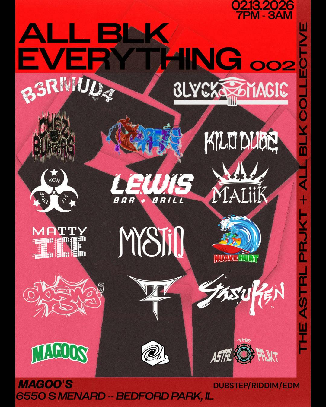 ALL BLK EVERYTHING 002 - The Astrl Prjkt Presents - Magoos event banner