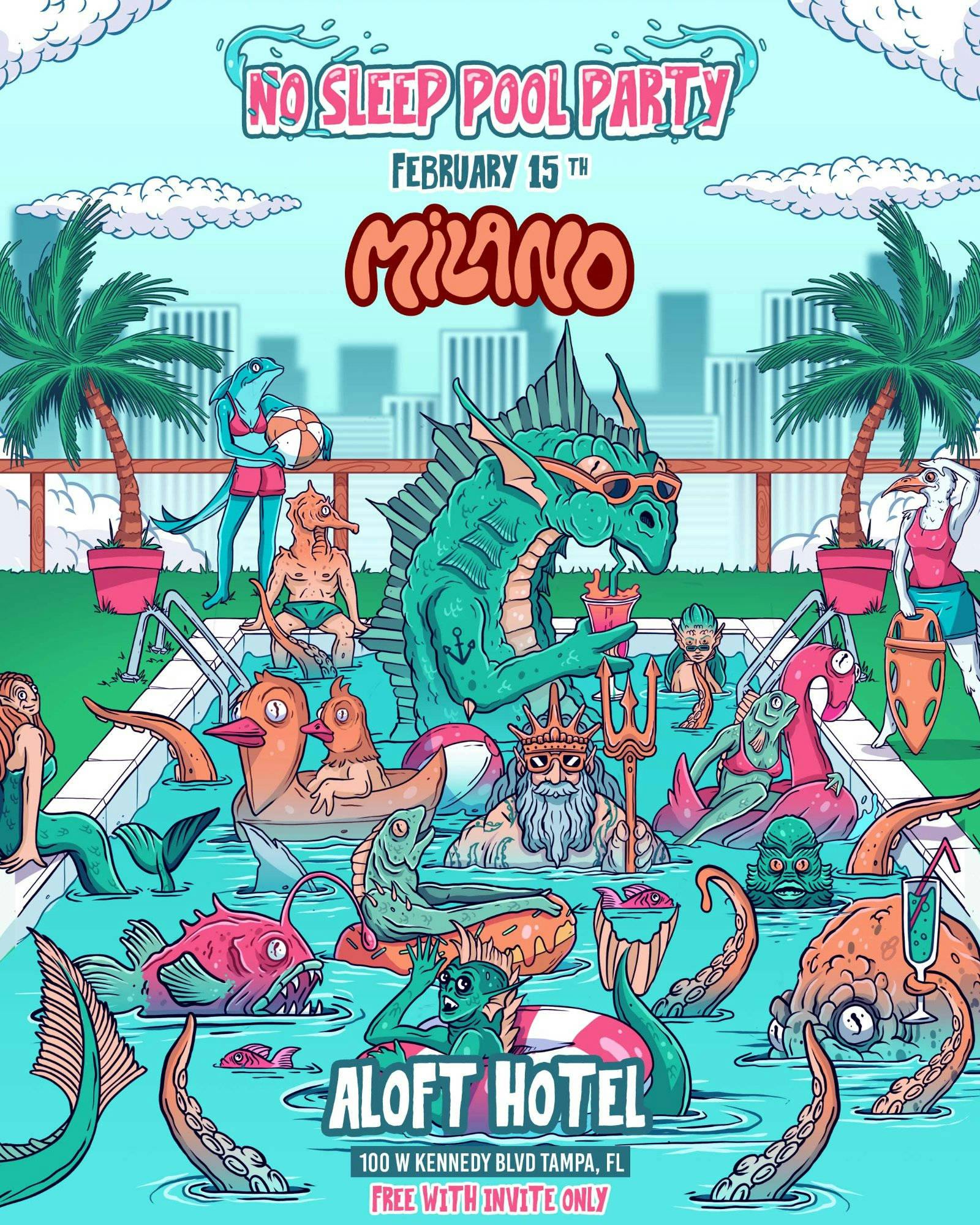 No Sleep Pool Party w/ Milano event banner
