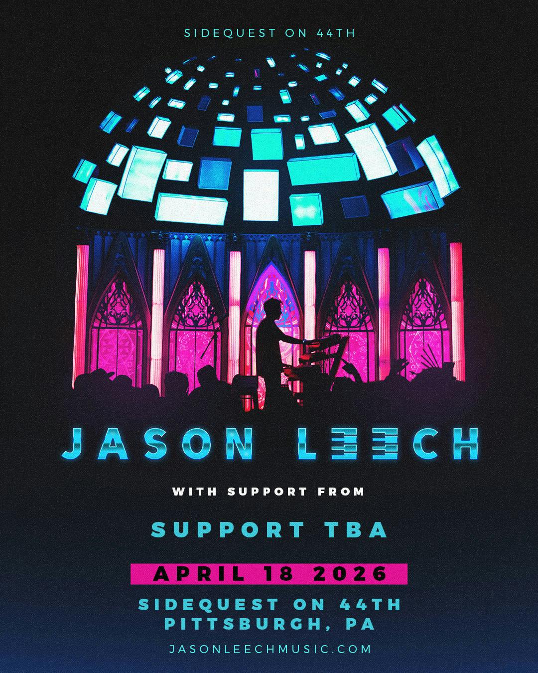 Jason Leech at Sidequest on 44th event banner