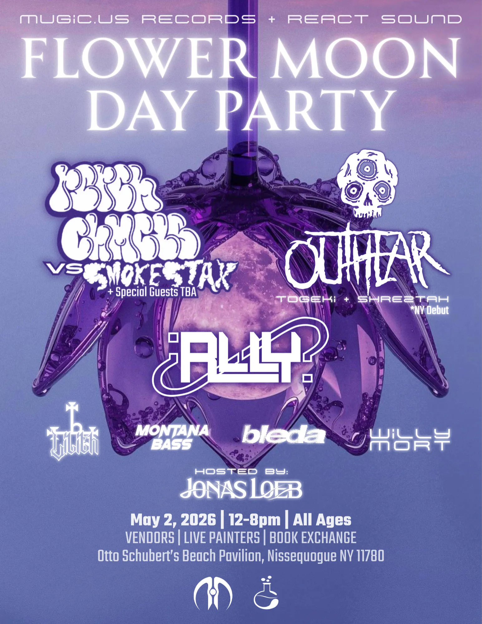 Mugic.us + React Sound Present: Flower Moon Day Party event banner