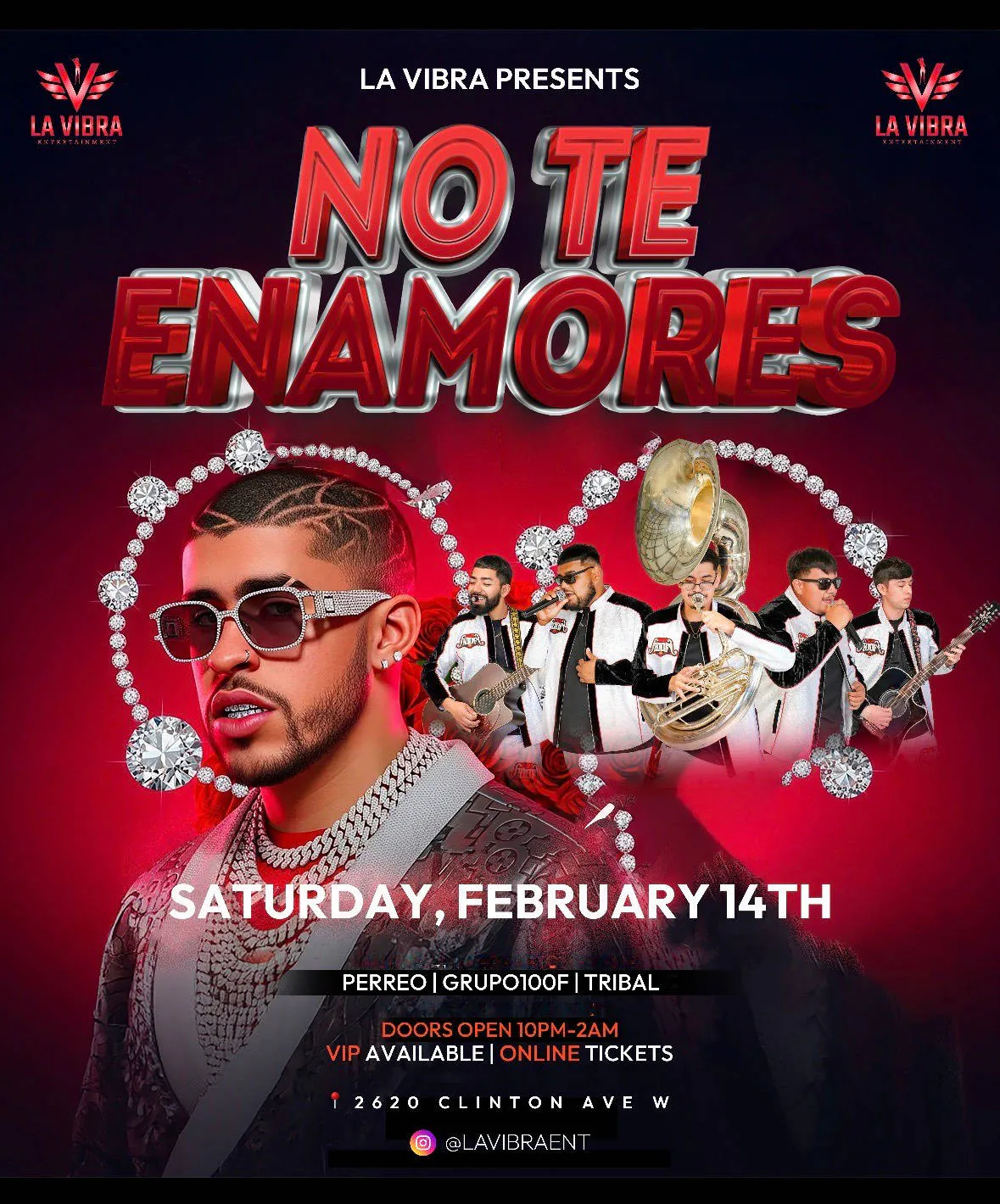 No Te Enamores event banner