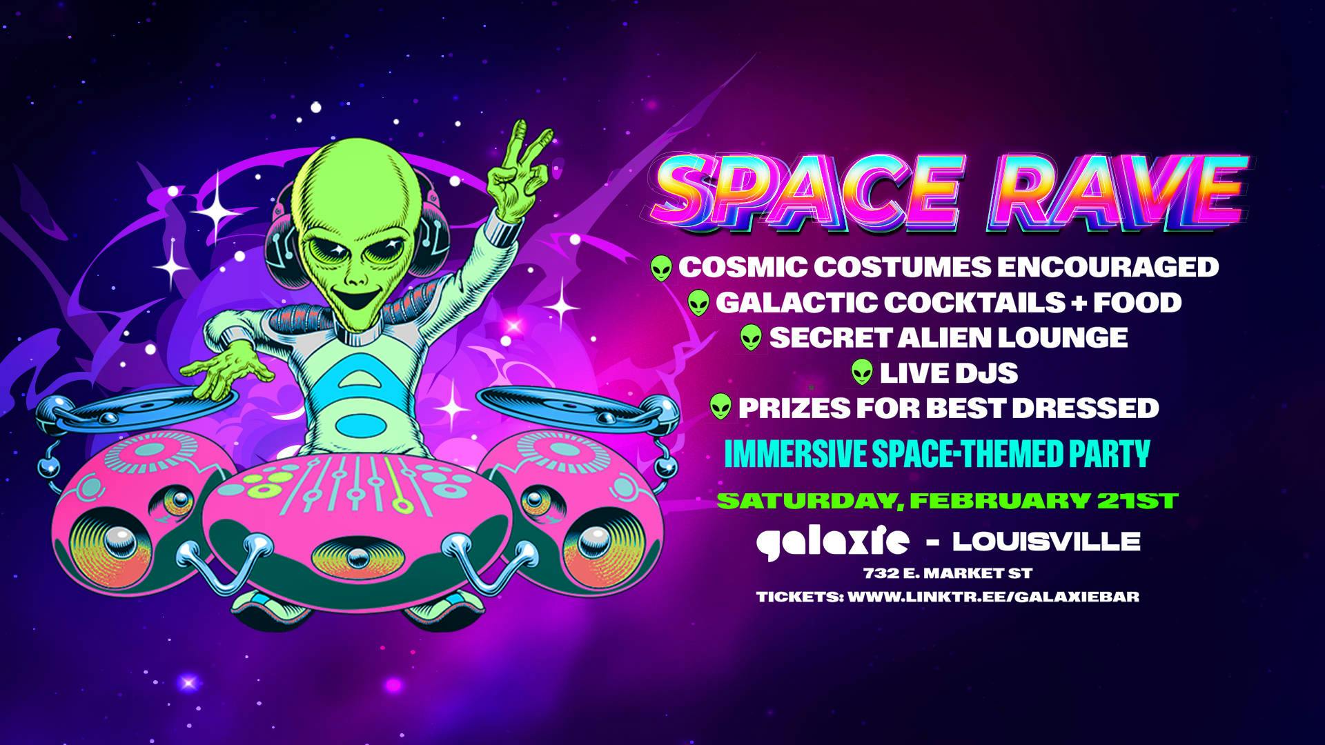 Space Rave at Galaxie - Louisville event banner